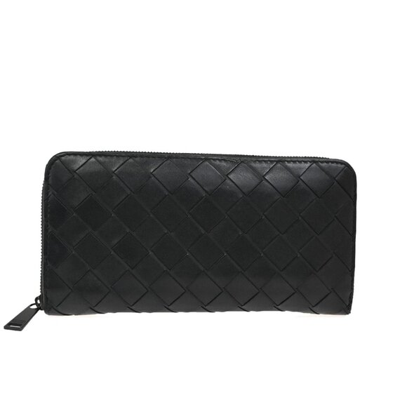 BOTTEGA VENETA Intrecciato Long Zipper Around Wallet Leather Black 65FC117 - Picture 12 of 13